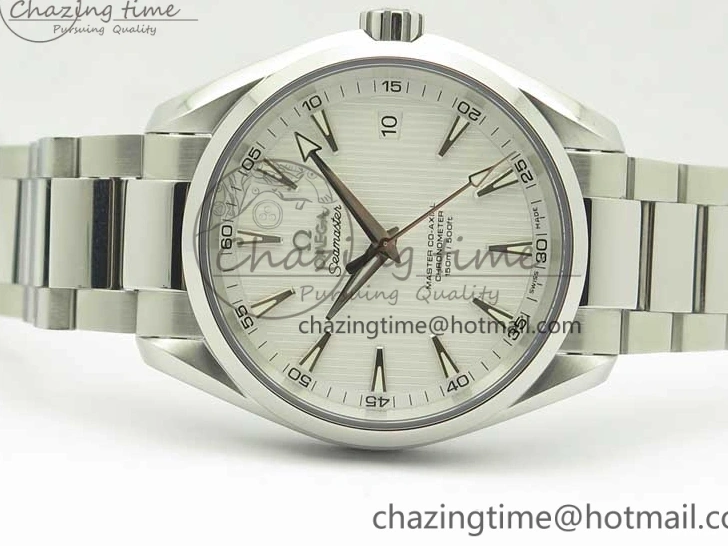 0307 Aqua Terra 150M SS VSF 1:1 Best Edition White Textured Dial Silver Markers on SS Bracelet A8500 Super Clone Chic 8041